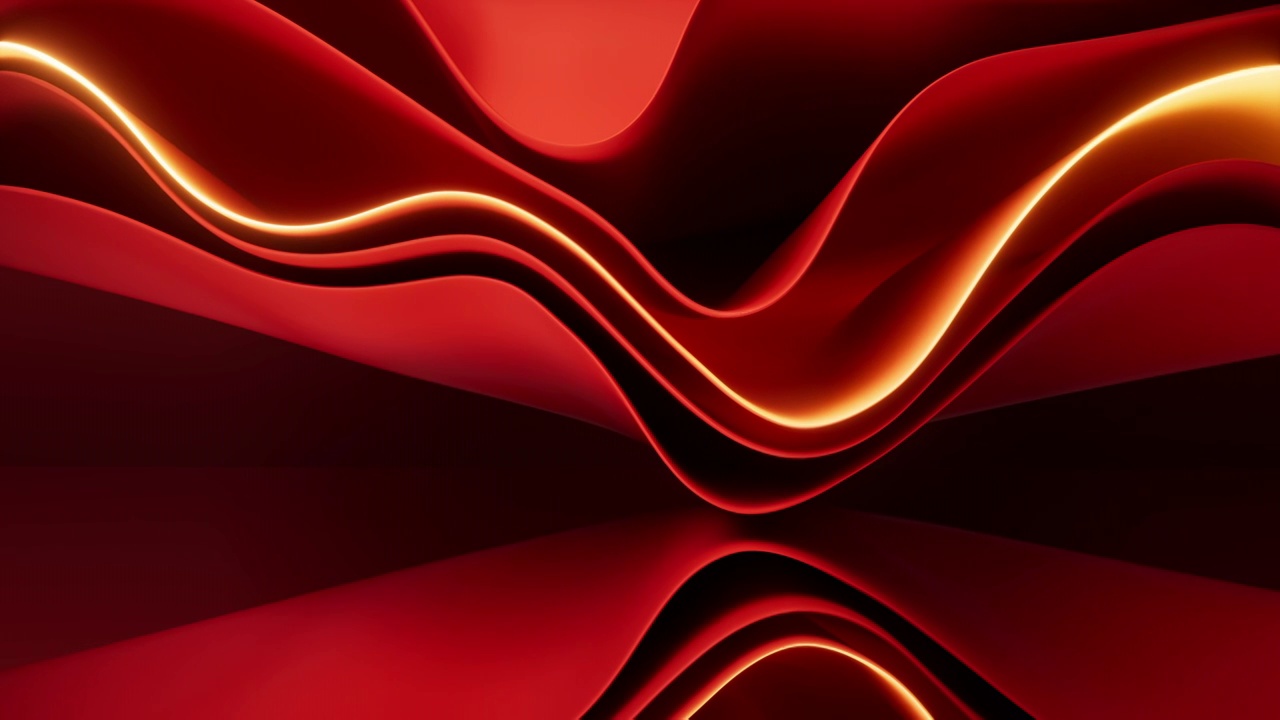 流动的红色多层曲面舞台背景3D渲染视频下载