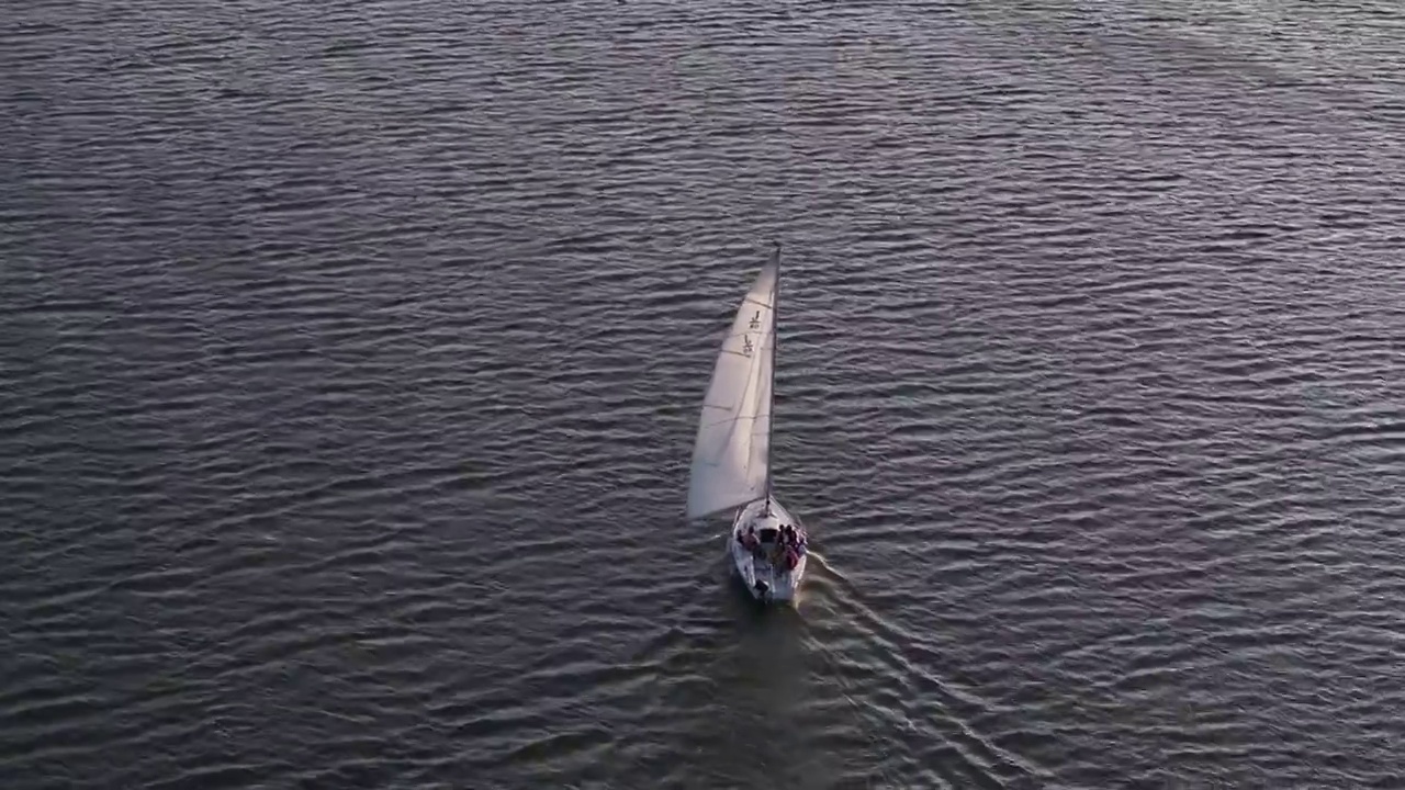 上海浦东新区滴水湖上的帆船视频下载