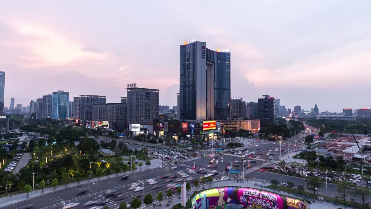 中国东莞南城第一国际夜景4K延时摄影视频下载