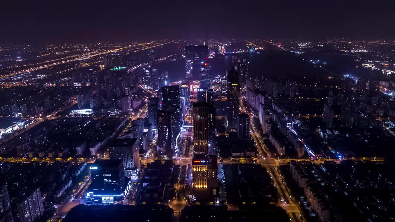 苏州 金鸡湖 城市之门 夜景视频素材