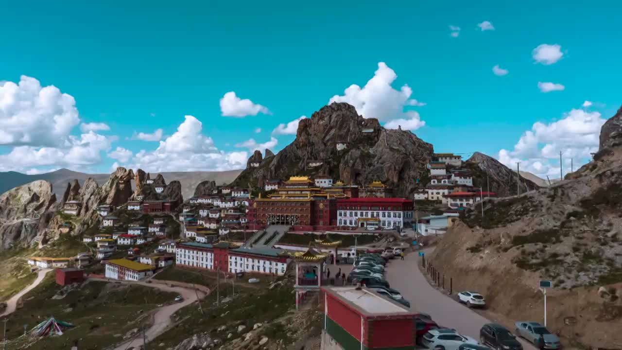 西藏昌都丁青孜珠寺（孜珠山）移动及定位延时风光视频下载