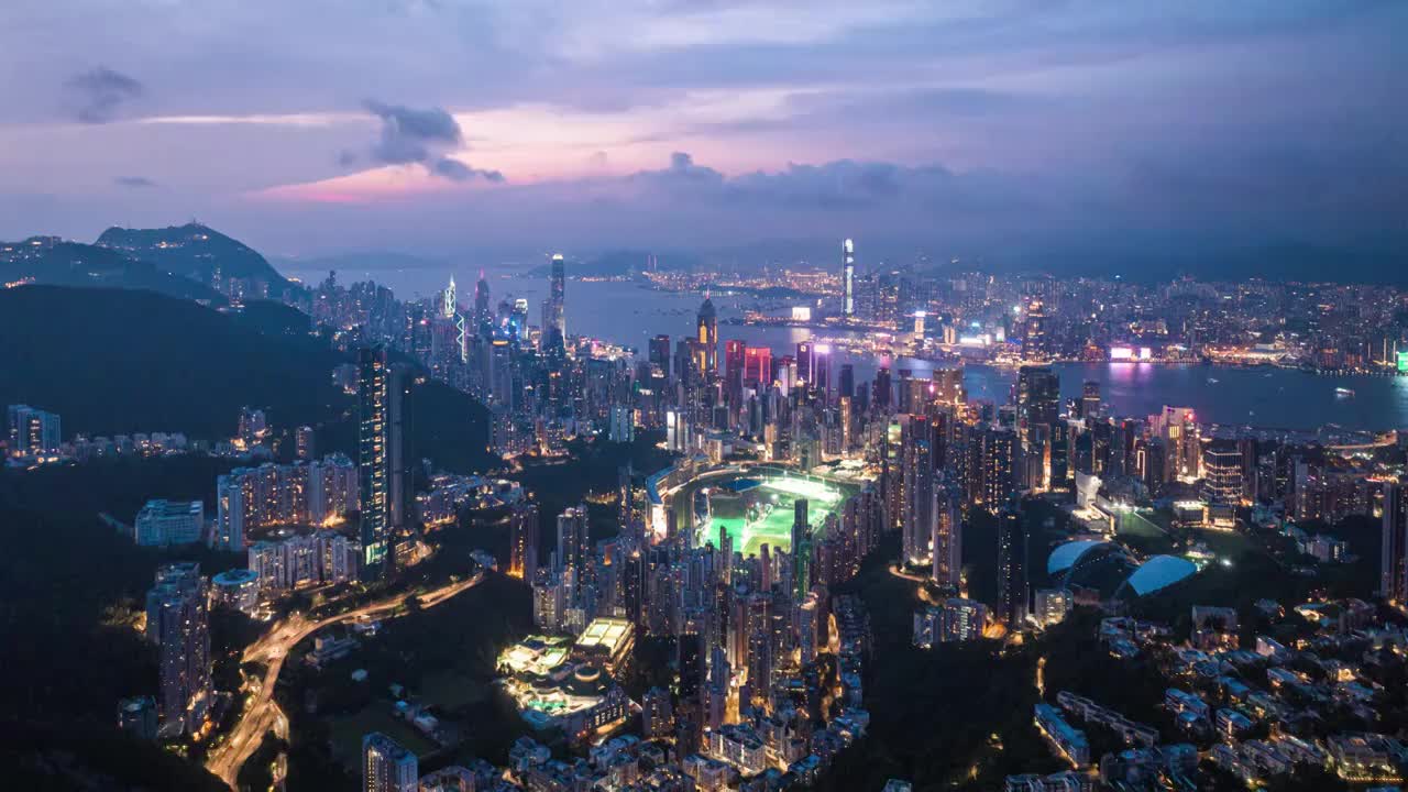 航拍香港港岛区城市风光延时视频下载