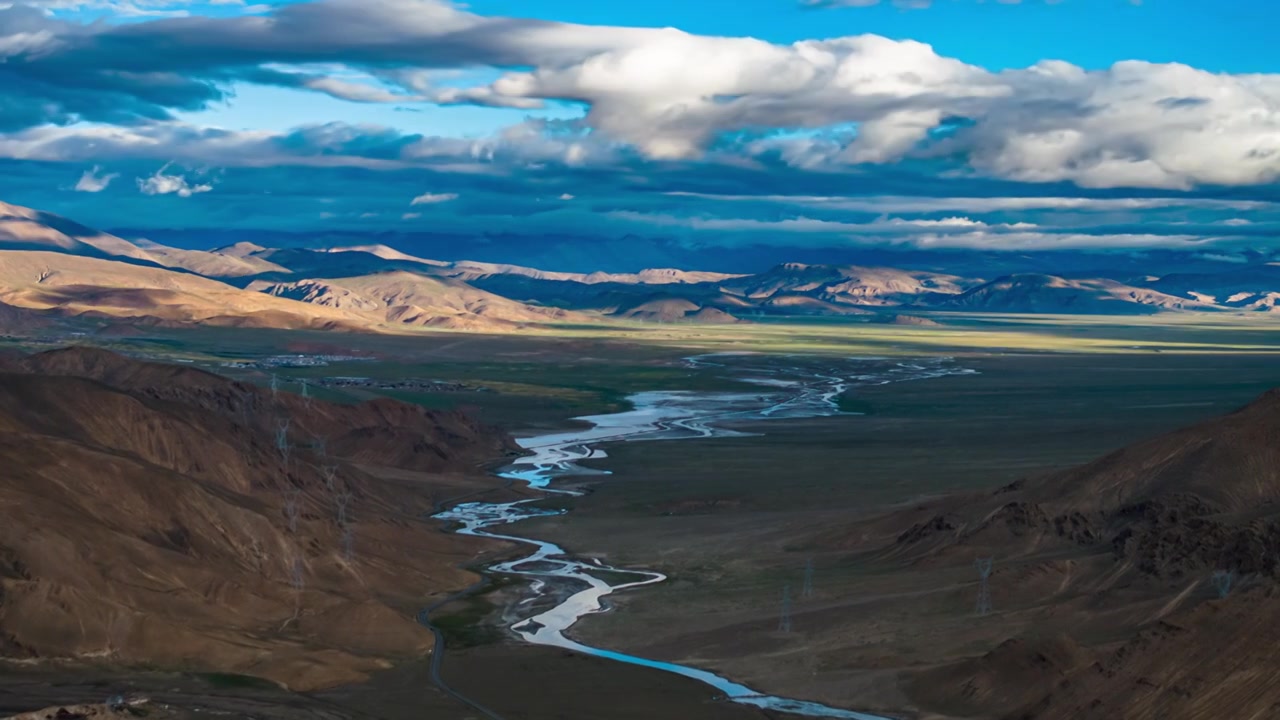 航拍西藏日喀则地区白昼延迟风光视频下载