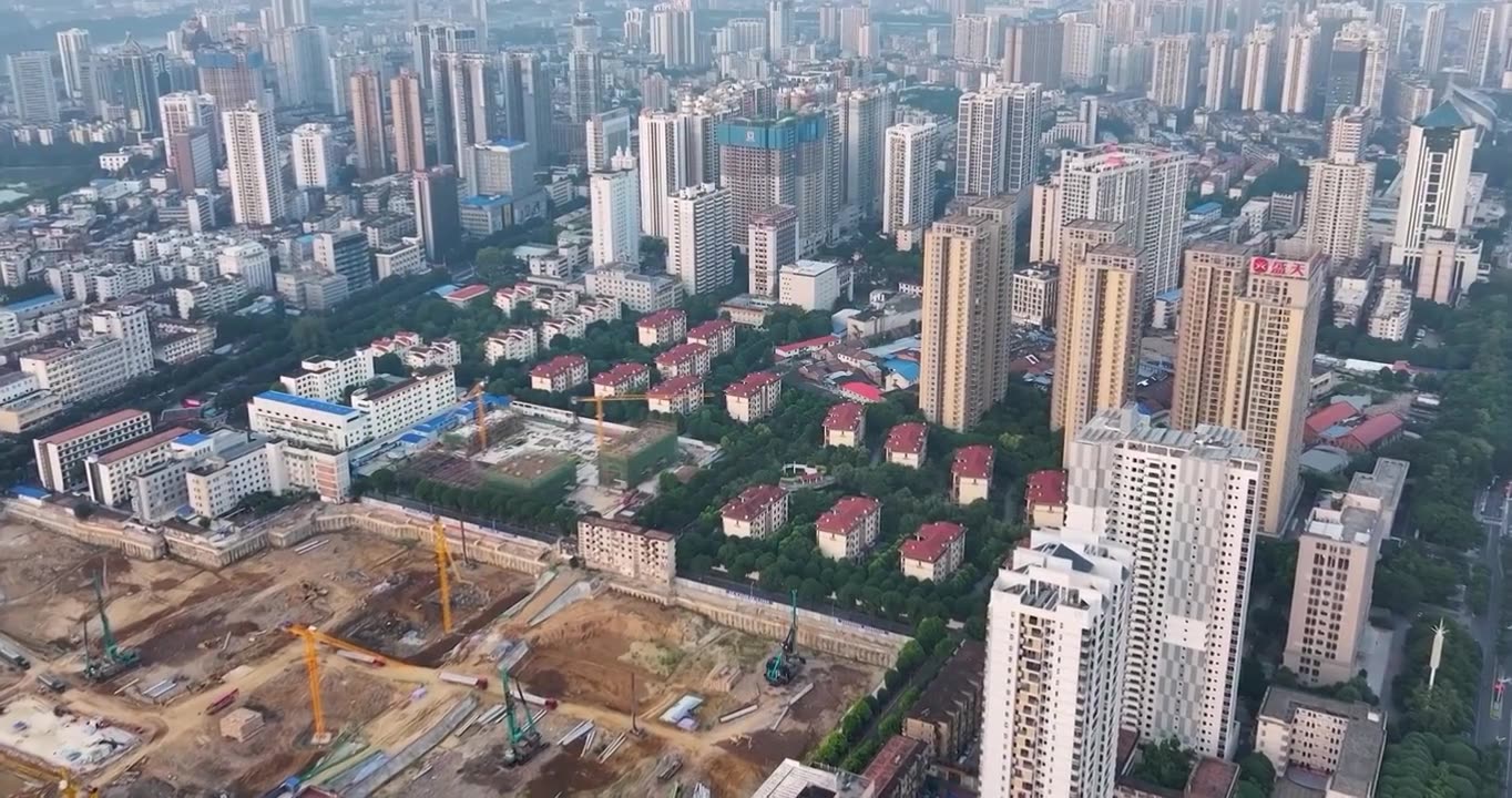 航拍广西南宁日出城市建筑视频素材