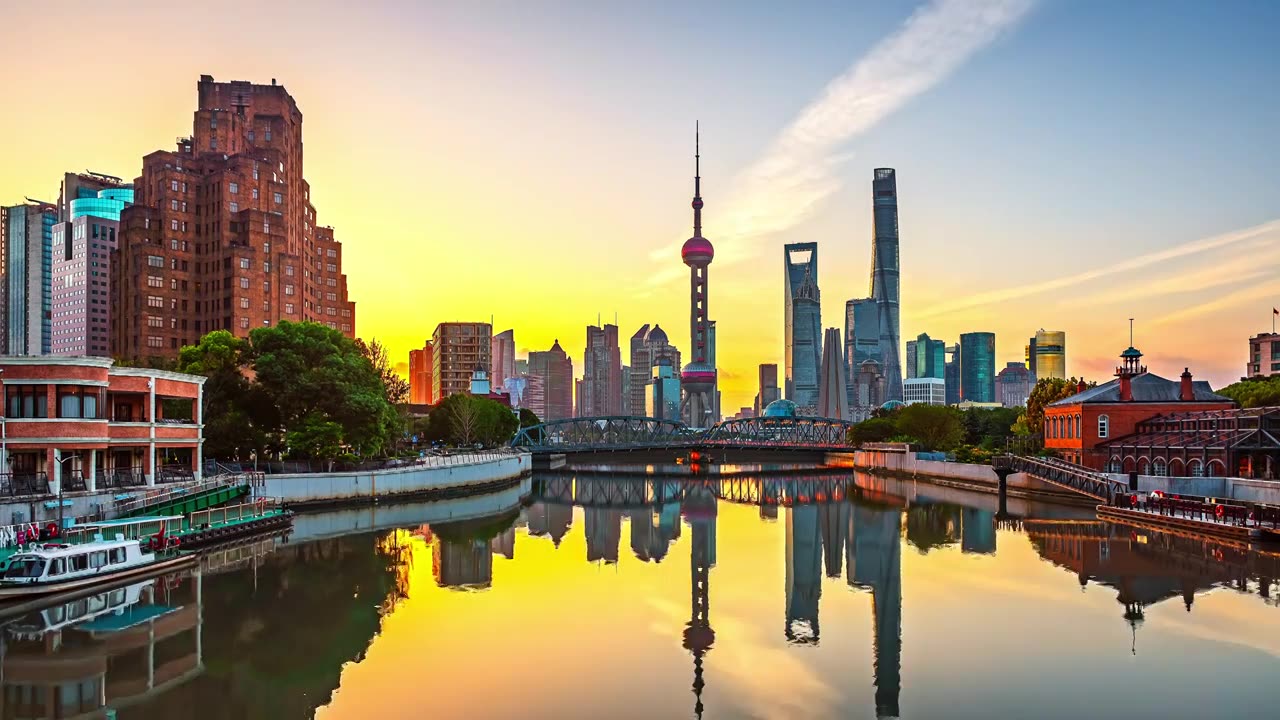 中国上海金融区天际线延时无建筑商标创意视频视频下载