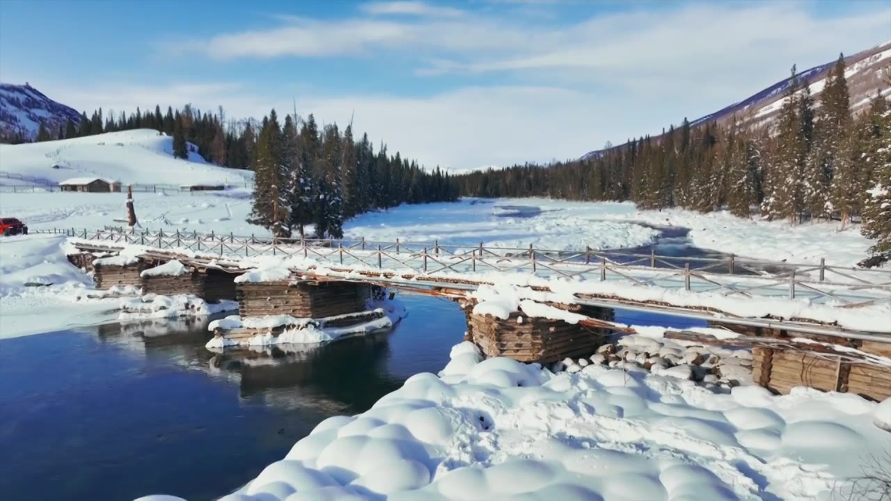 新疆喀纳斯冬季雪景视频下载
