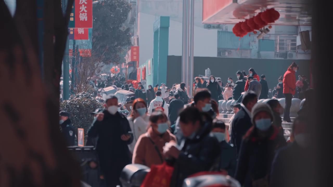 春节回家过年街上人流年味氛围（合集）视频下载