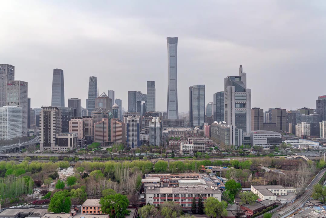 北京国贸cbd核心区车流日转夜视频下载