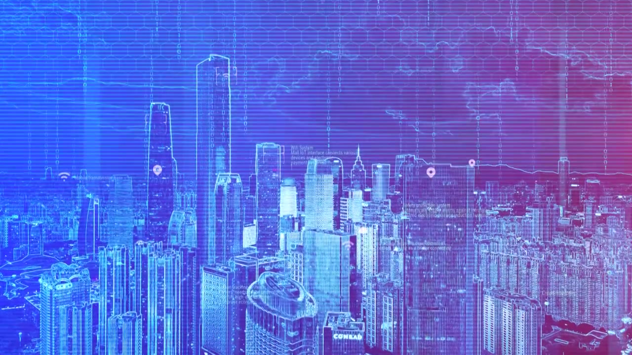 赛博朋克科幻世界科技城市5G智慧都市互联网云计算大数据中心CG动画广州城市天际线创意灵感炫酷视觉冲击视频下载