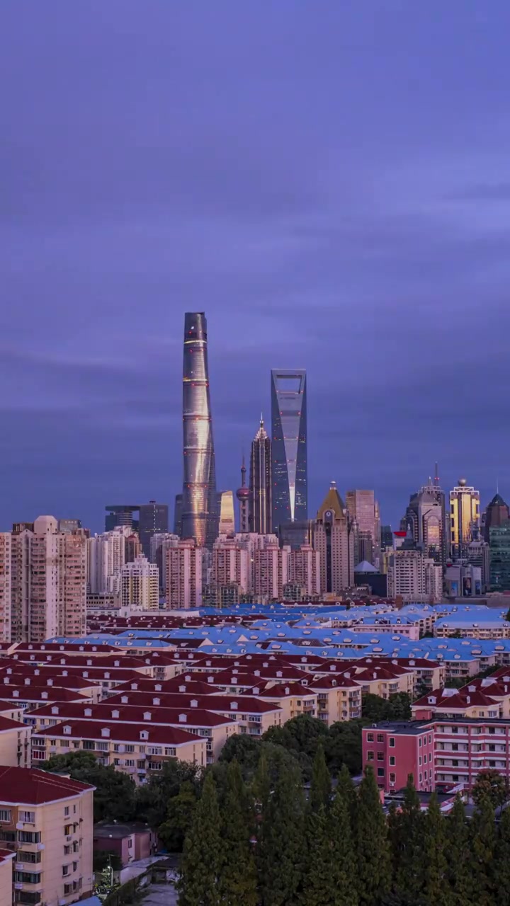 晨辉中的上海市陆家嘴建筑视频素材
