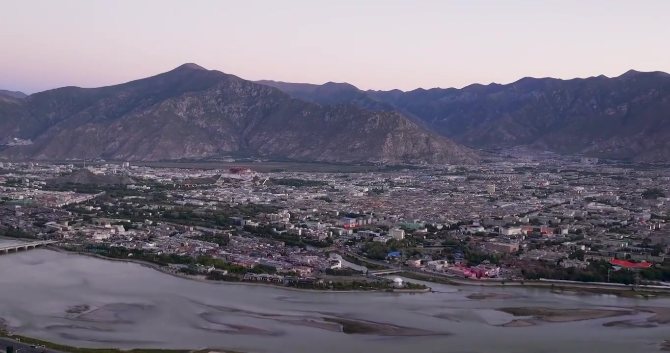 航拍西藏拉萨日出风光视频素材