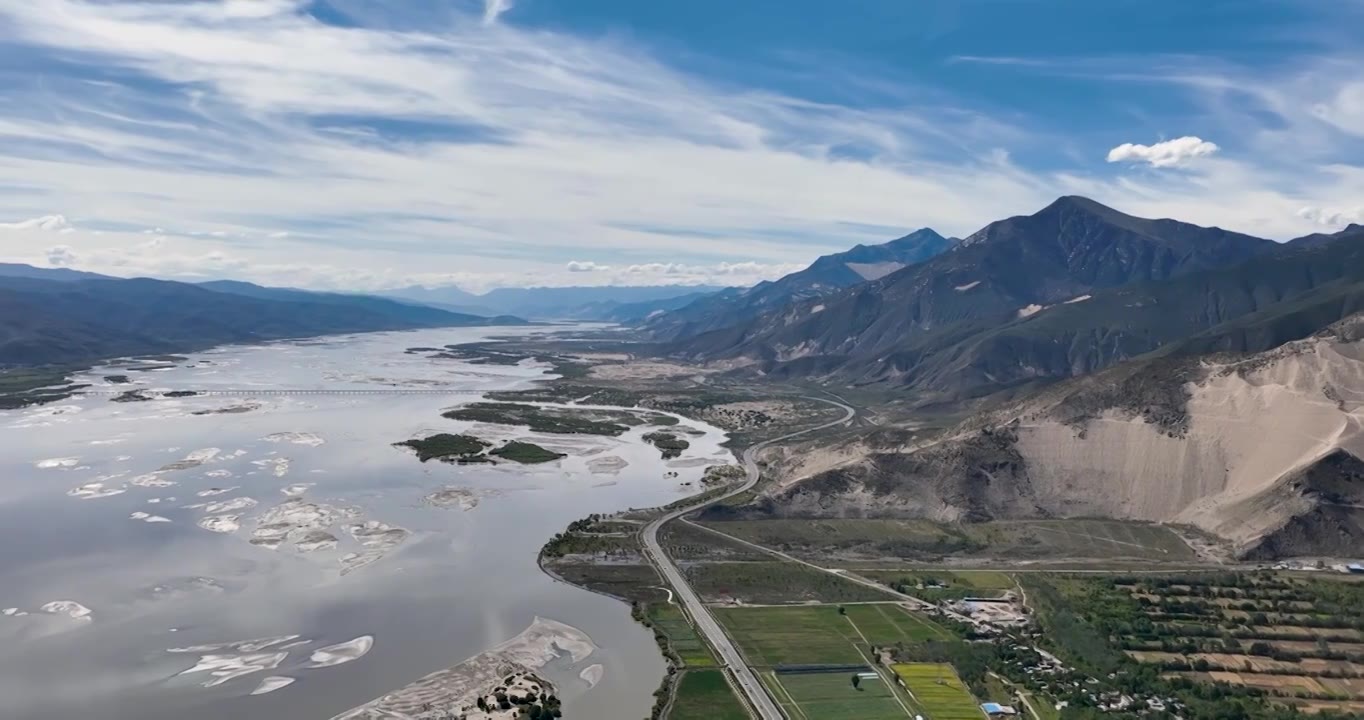 航拍西藏山南市自然风光视频素材