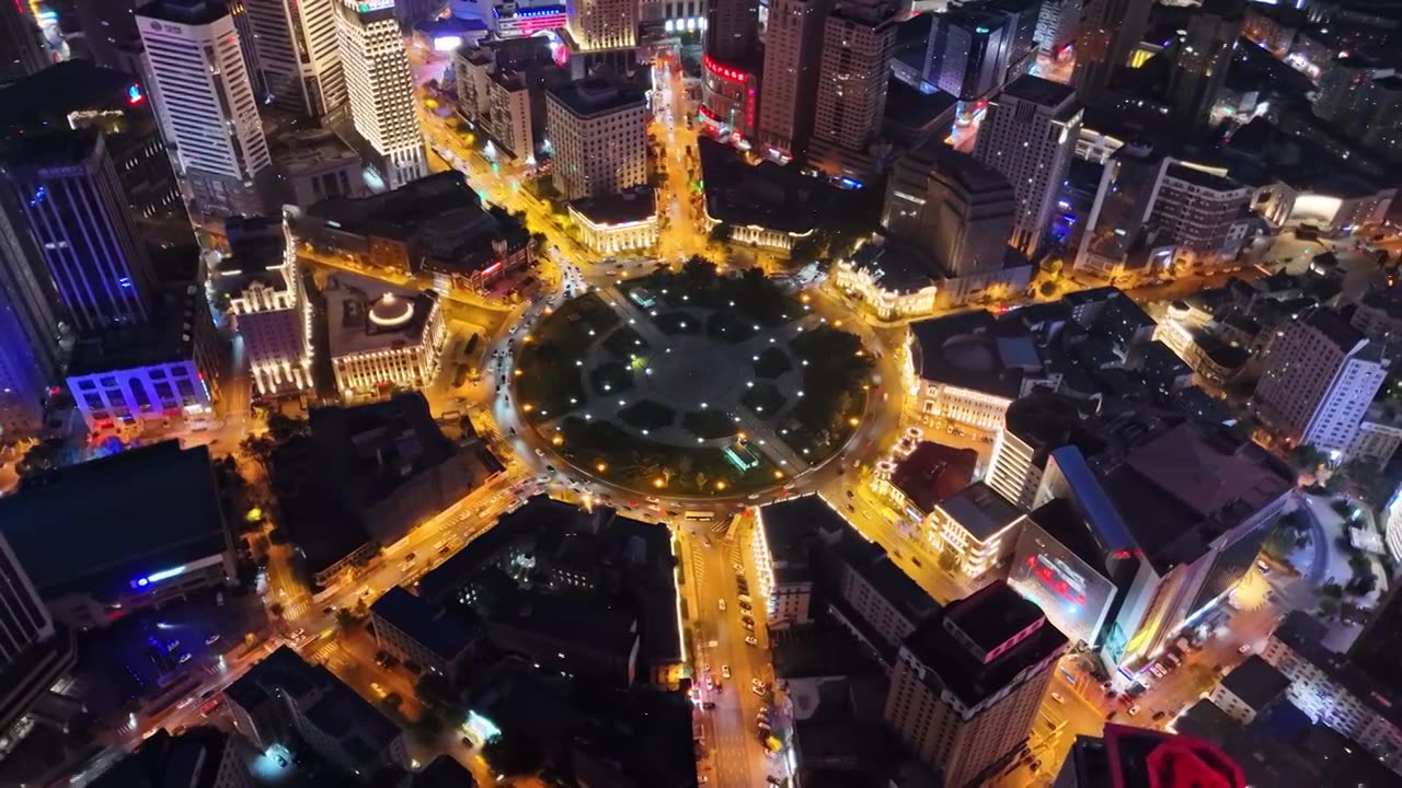 4K 航拍 大连 中山广场 夜景视频下载