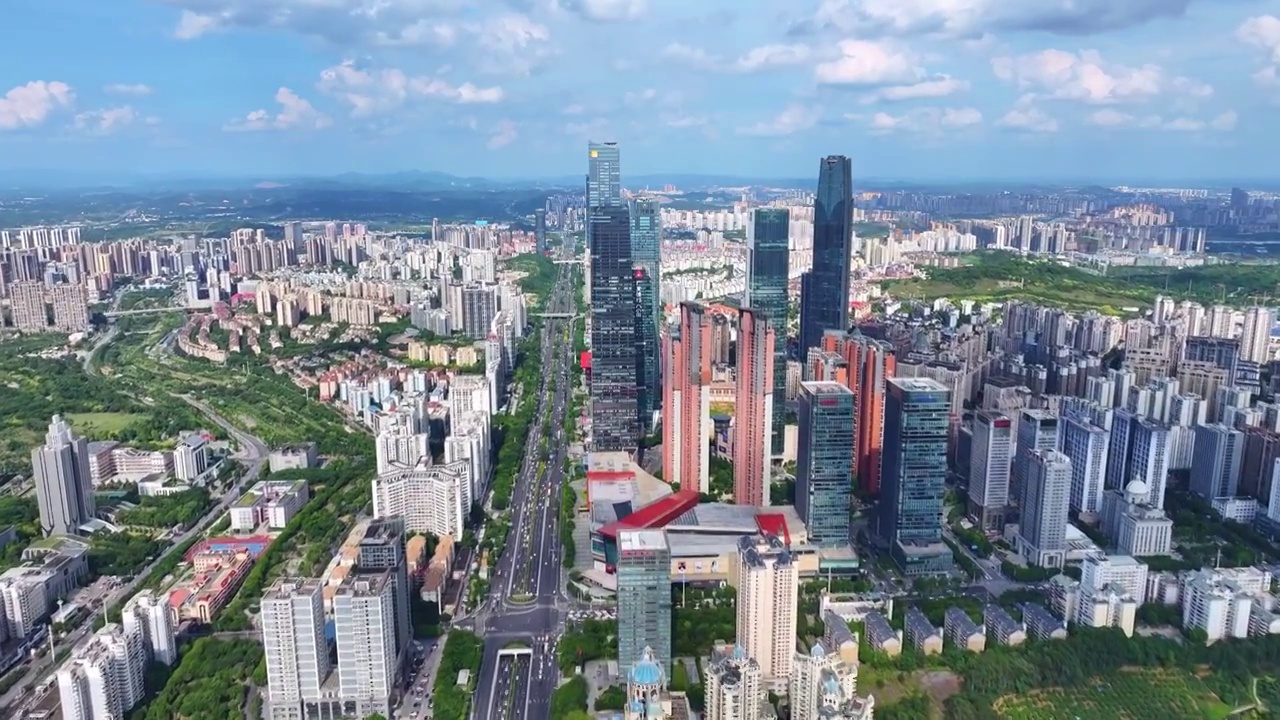 广西南宁东盟商务区城市天际线航拍视频素材