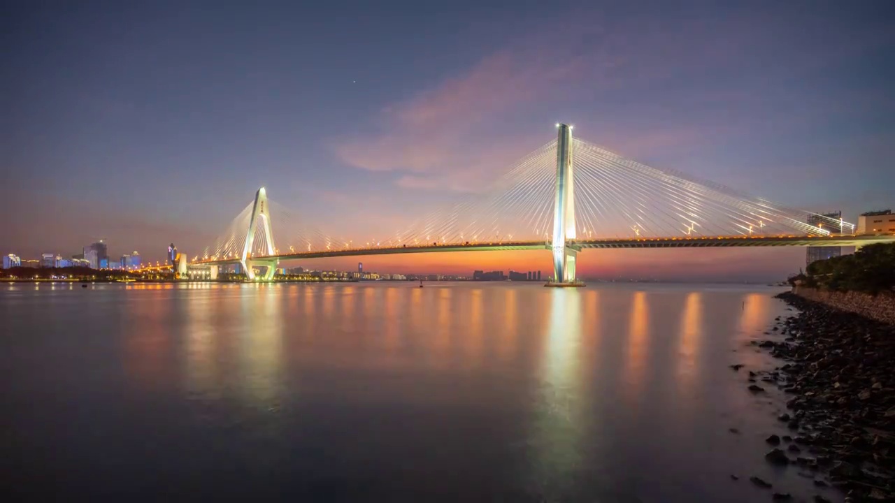 海口世纪大桥夕阳视频素材