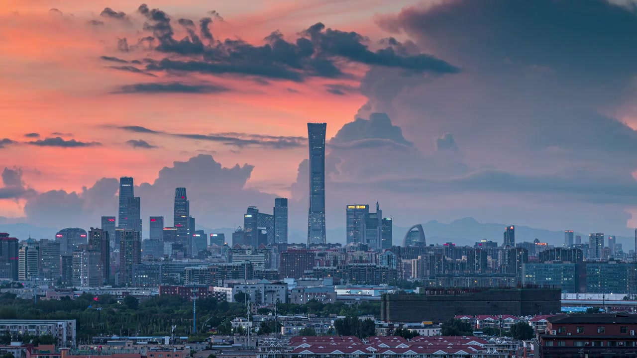 北京国贸CBD日转夜延时摄影视频下载