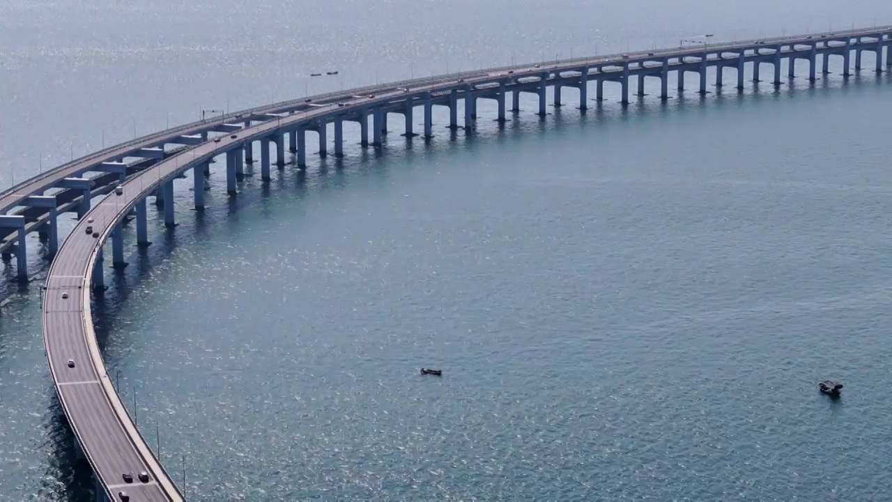 航拍大连星海湾大桥视频下载
