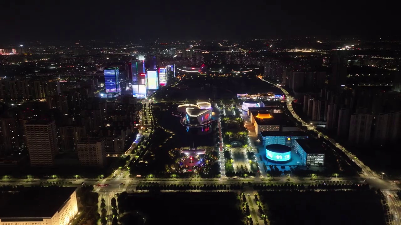 中国山东淄博市文化中心航拍视频下载