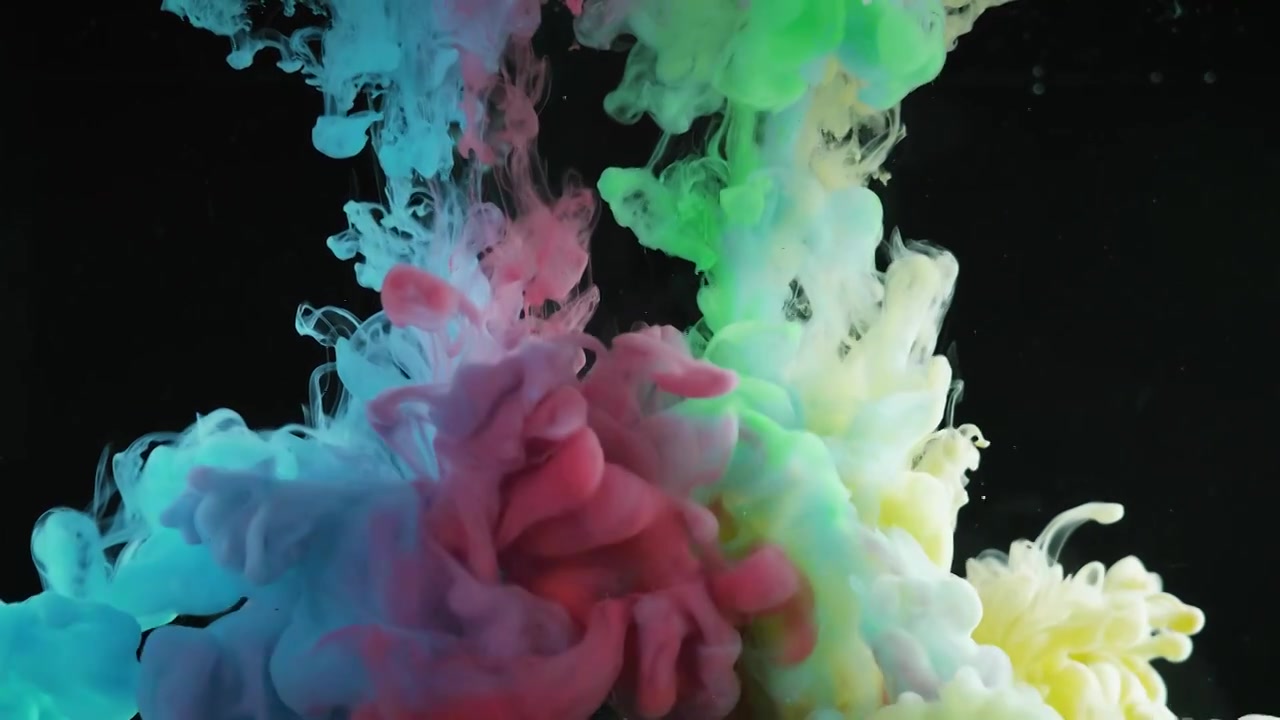 彩色丙烯颜料水下流动视频下载