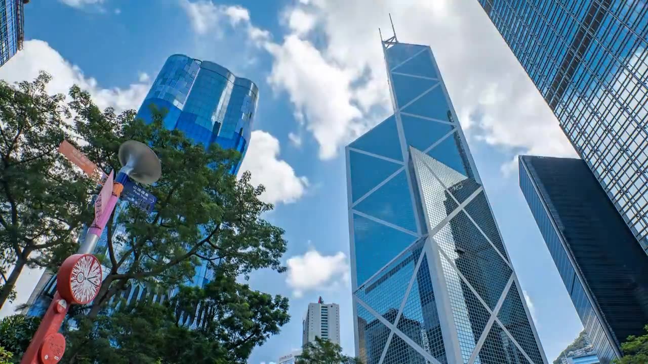 4k 香港中环摩天大楼街景延时拍摄视频下载