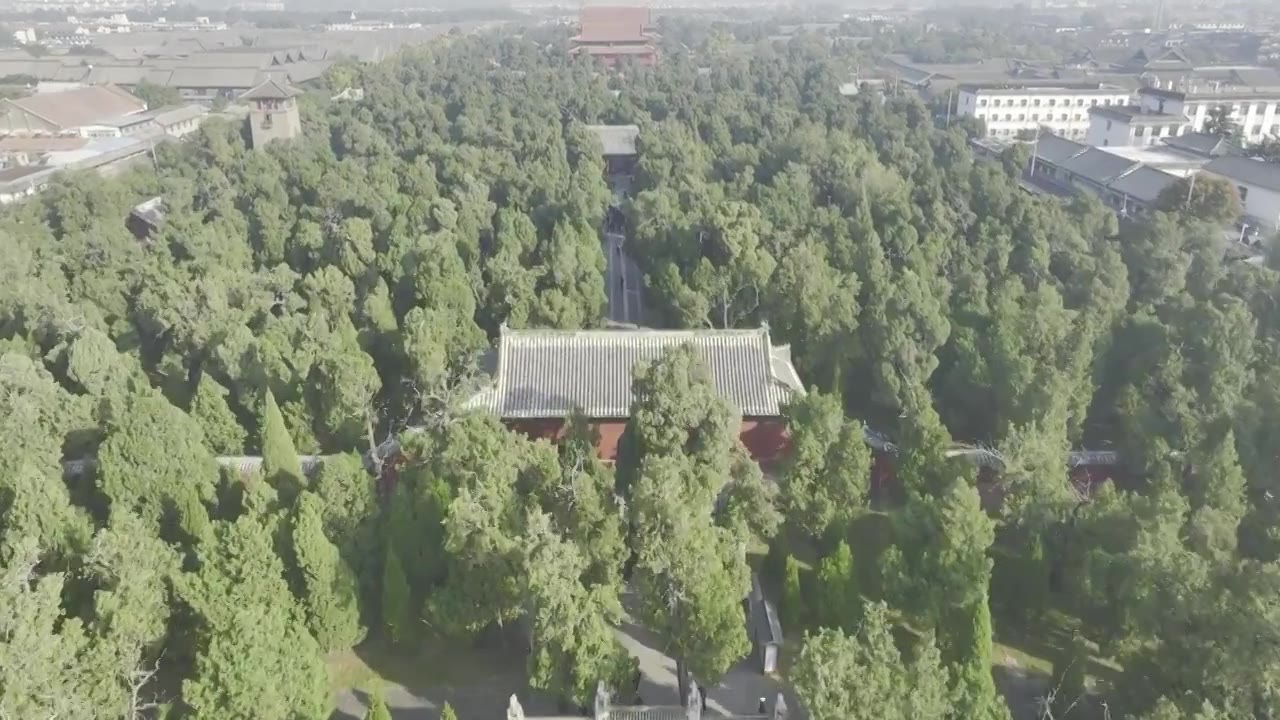 中国山东济宁曲阜三孔景区孔庙航拍视频下载