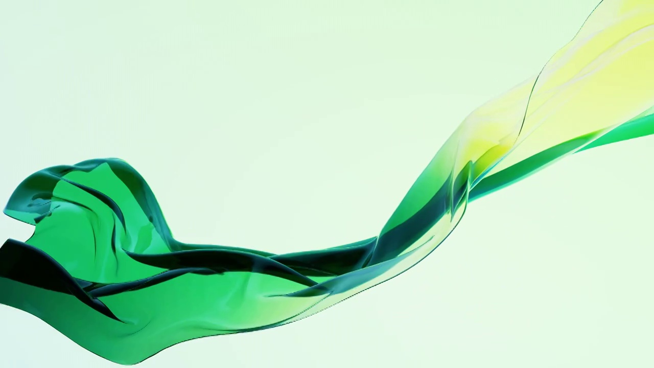 流动的绿色透明布料背景3D渲染视频下载
