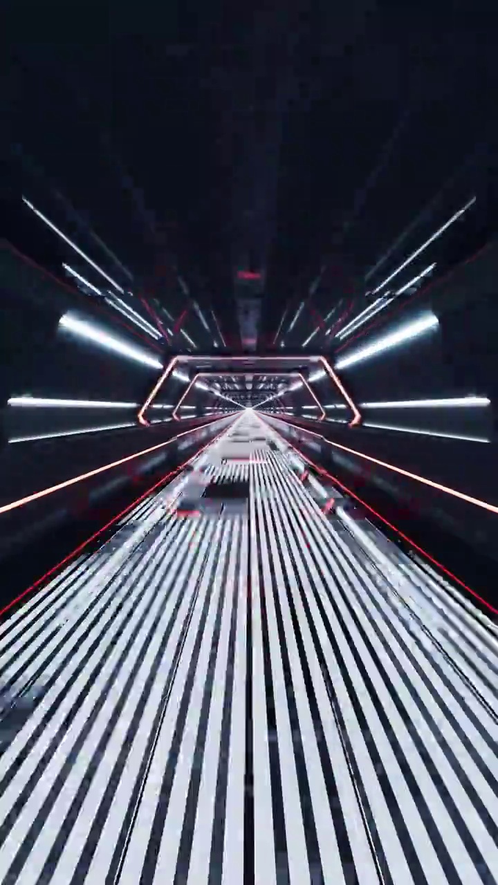 红色未来感科技隧道3D渲染视频下载