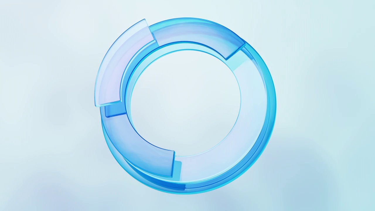 抽象透明玻璃圆环背景3D渲染视频下载