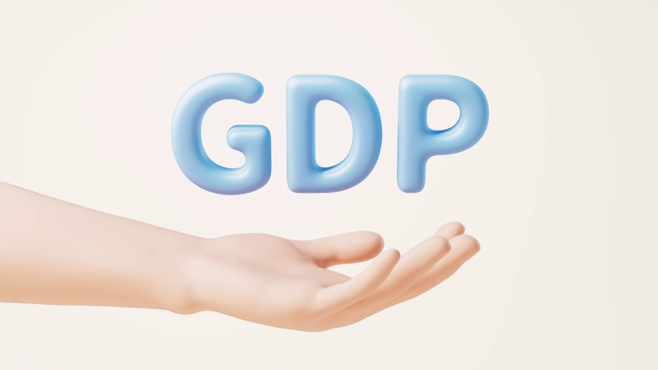 手部托着的GDP字母循环动画3D渲染视频素材