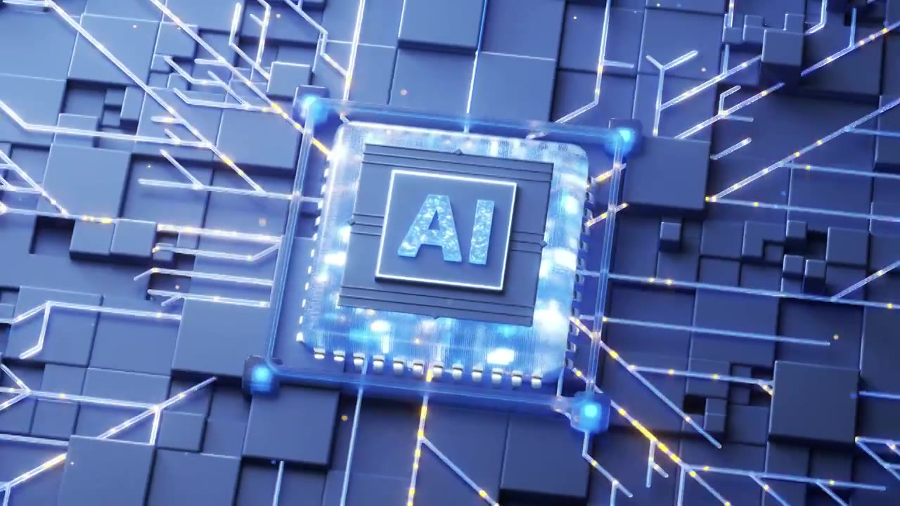 AI高科技芯片电路旋转视频素材