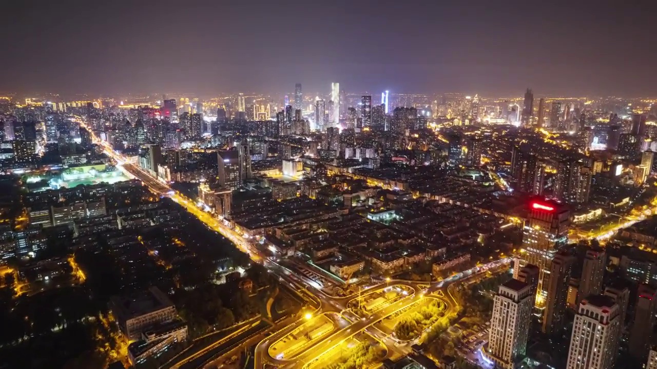 天津城市夜景航拍延时摄影视频下载