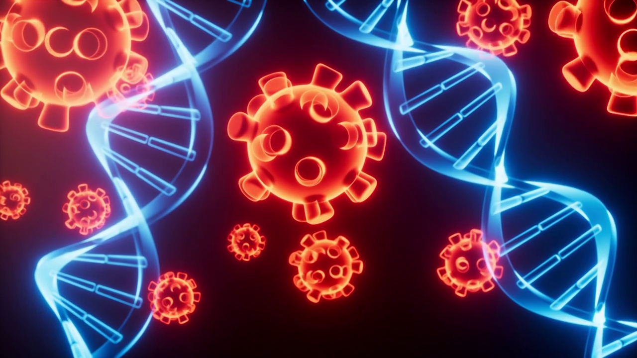 DNA 与病毒感染医疗生物概念动画视频下载