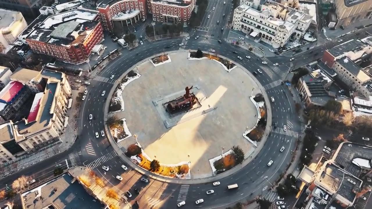沈阳中山广场冬季航拍4K大气城市风景视频下载