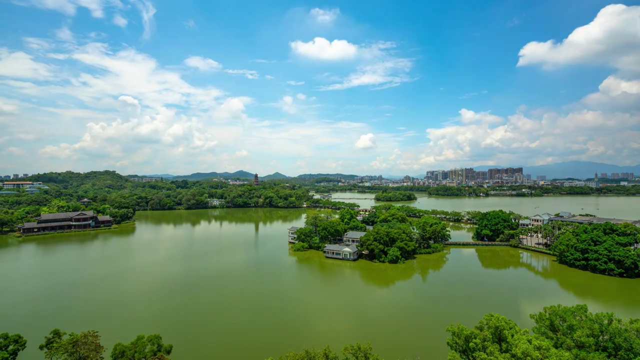 【4K超清】惠州西湖地面蓝天白云视频素材