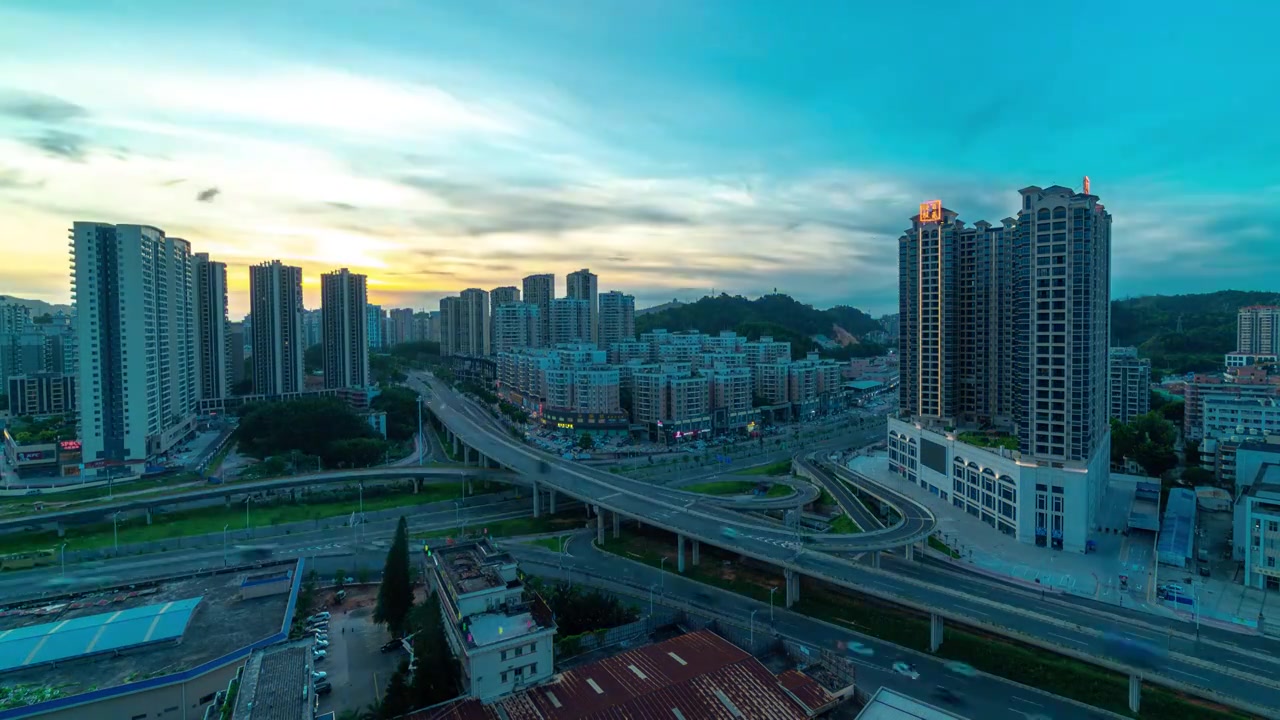 惠州古塘坳立交桥日转夜车流视频素材