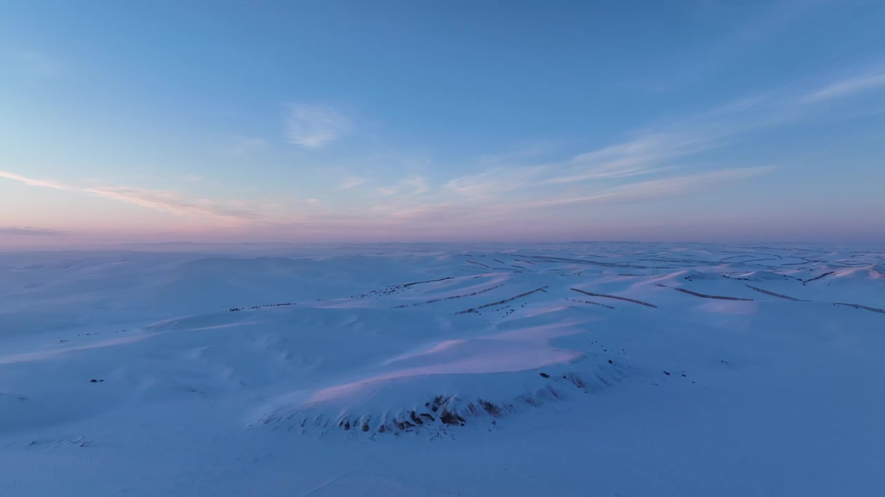 航拍4K东北雪域雪原暮色视频下载