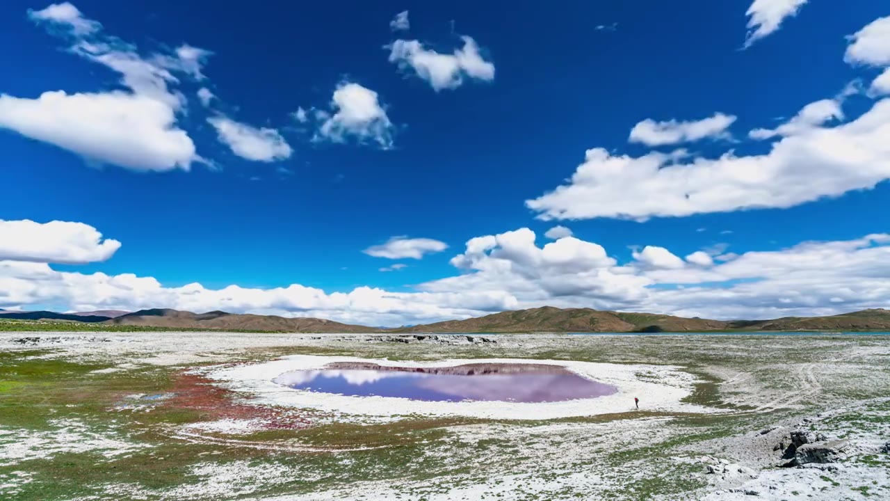 航拍西藏羊湖之心白昼延迟风光视频下载