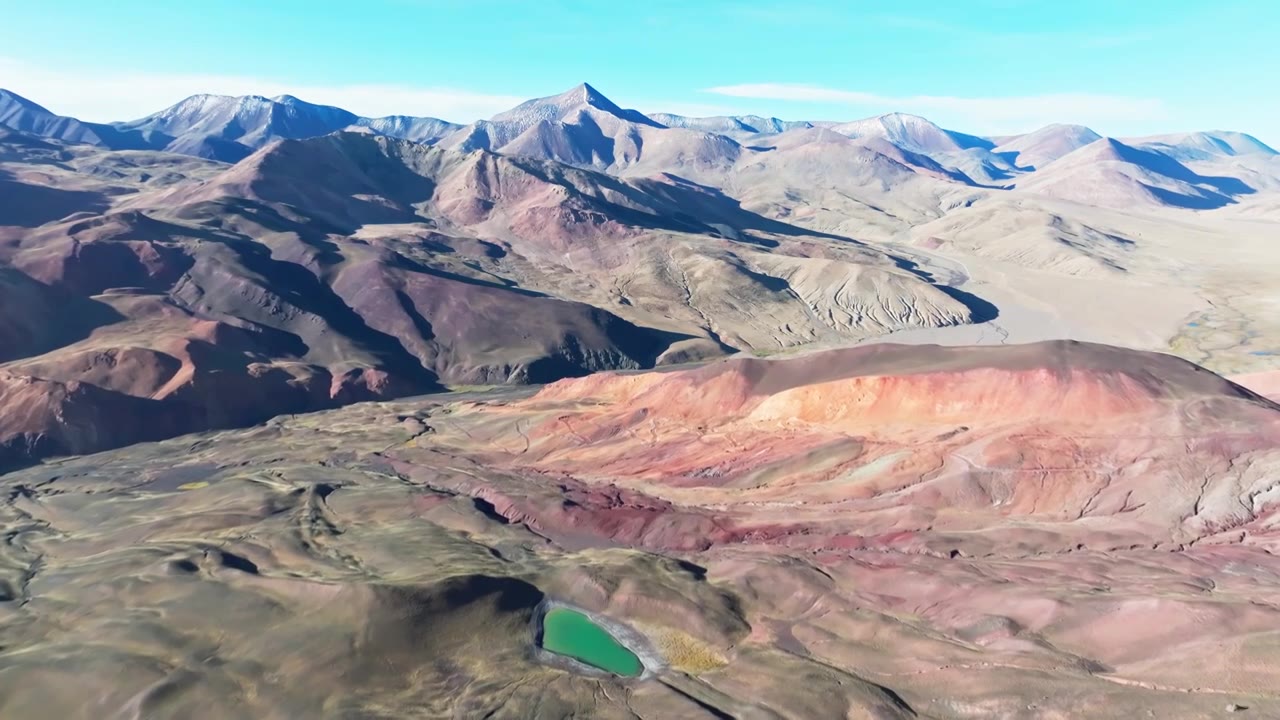 俯拍西藏札达地区海子白昼风光视频下载