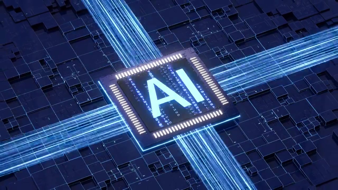 AI科技感芯片电路数字大数据电路板光线视频素材