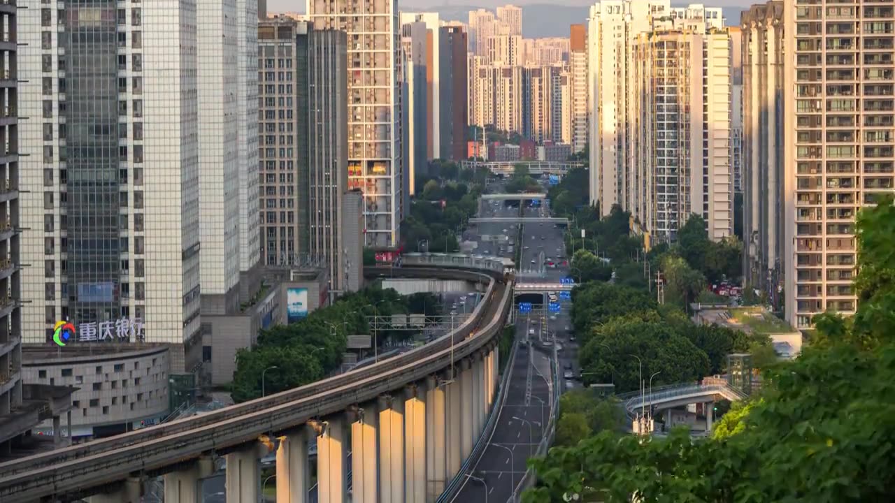 8K60P重庆轨道交通城市延时风光视频视频素材