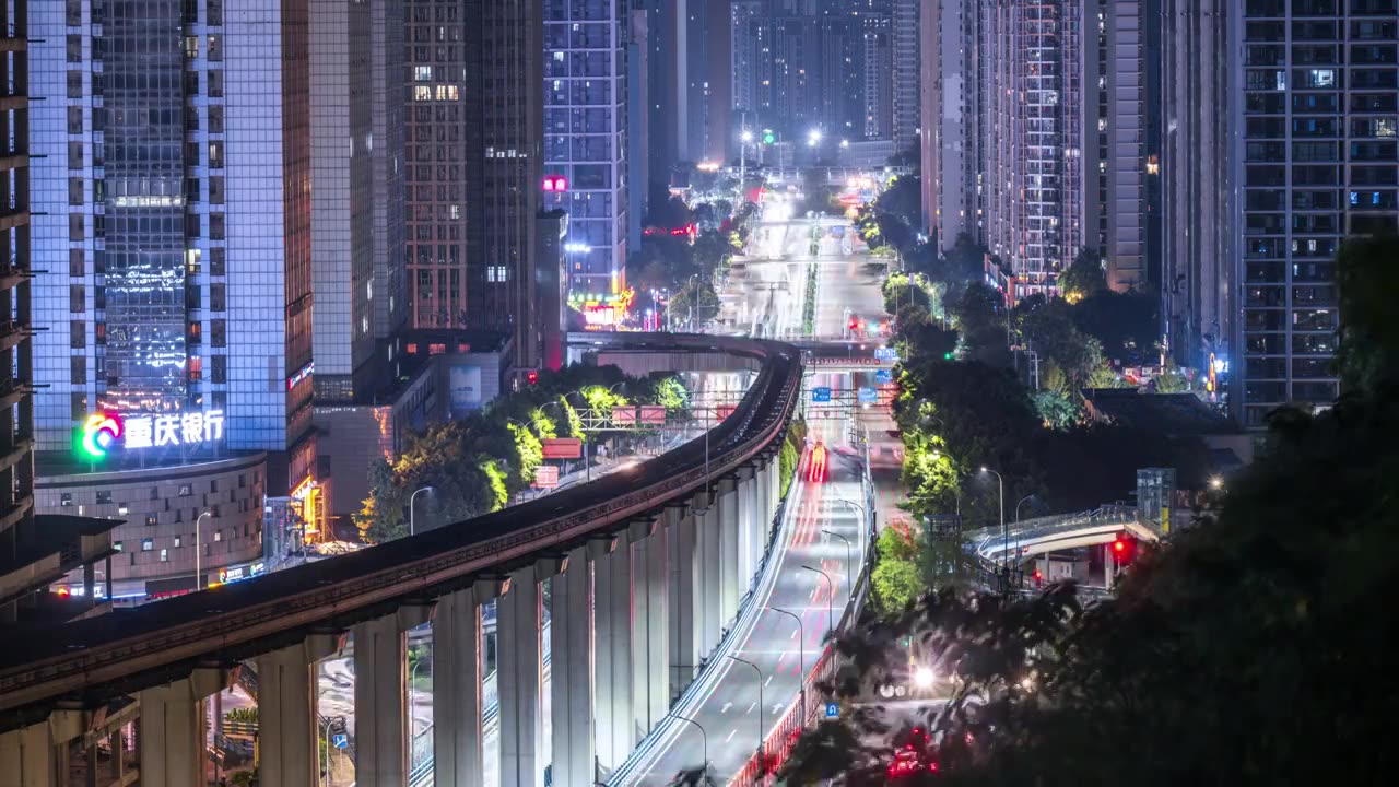 8K60P重庆轨道交通城市延时风光视频视频下载