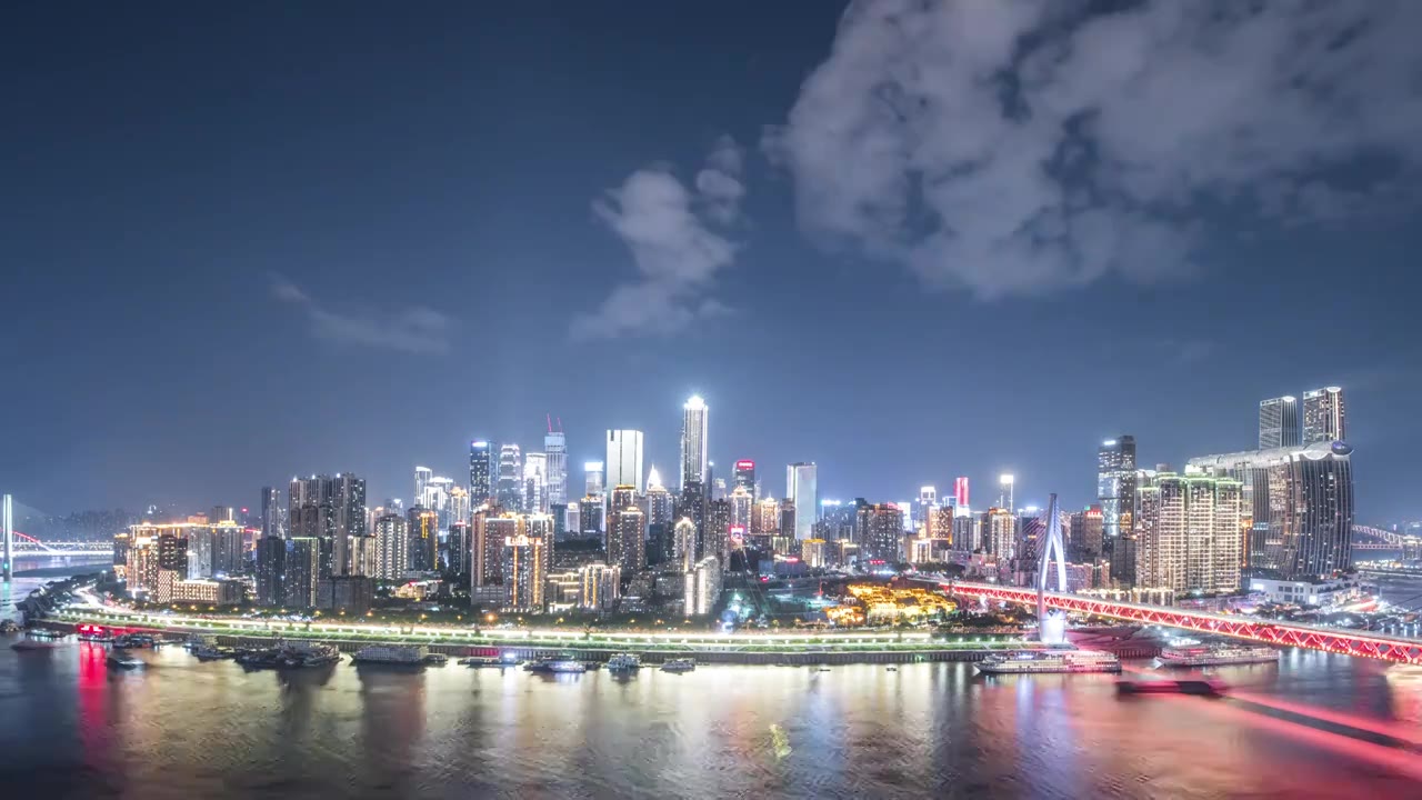 8K30P重庆渝中半岛夜景城市延时风光视频视频素材