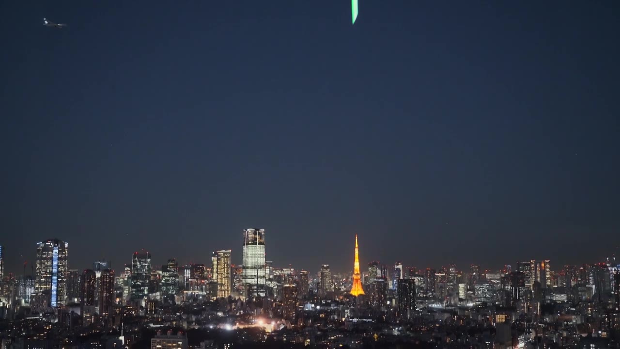 日本东京城市夜景视频东京塔灯光视频下载