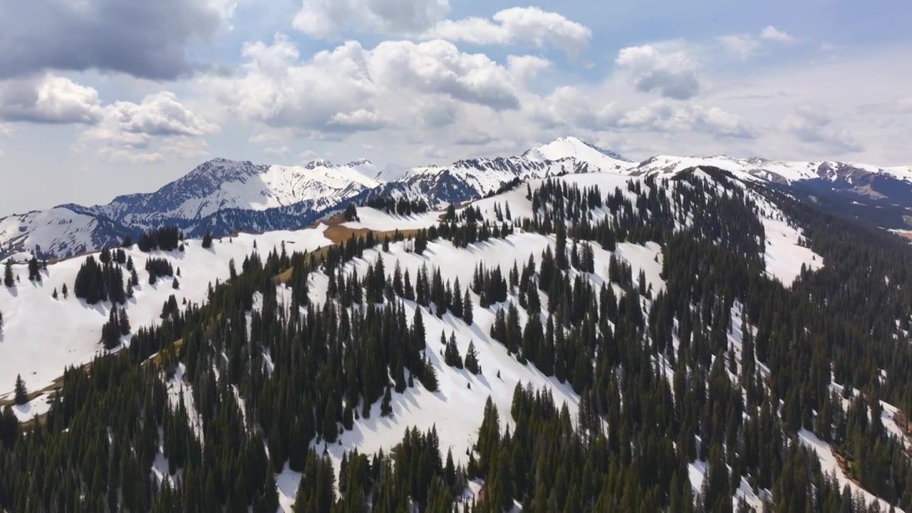 雪山森林自然风景航拍视频素材