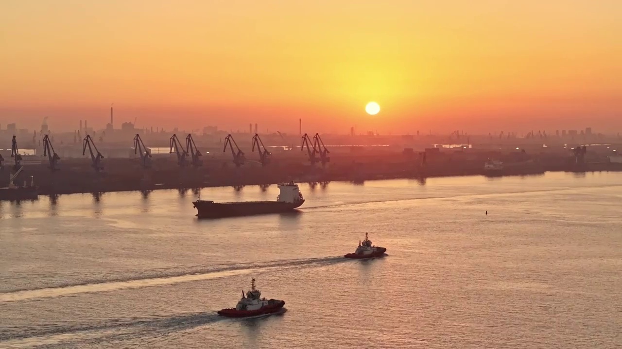 4K天津港码头集装箱物流货运海洋运输视频下载