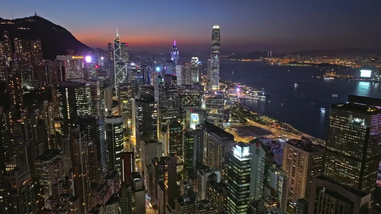 香港维多利亚港中环街景视频下载