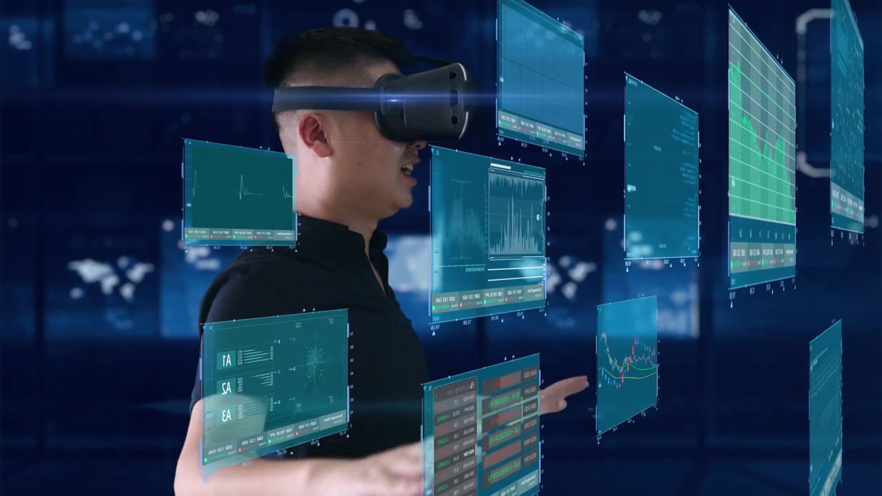 穿戴VR虚拟现实眼镜体验虚拟触摸屏幕视频下载