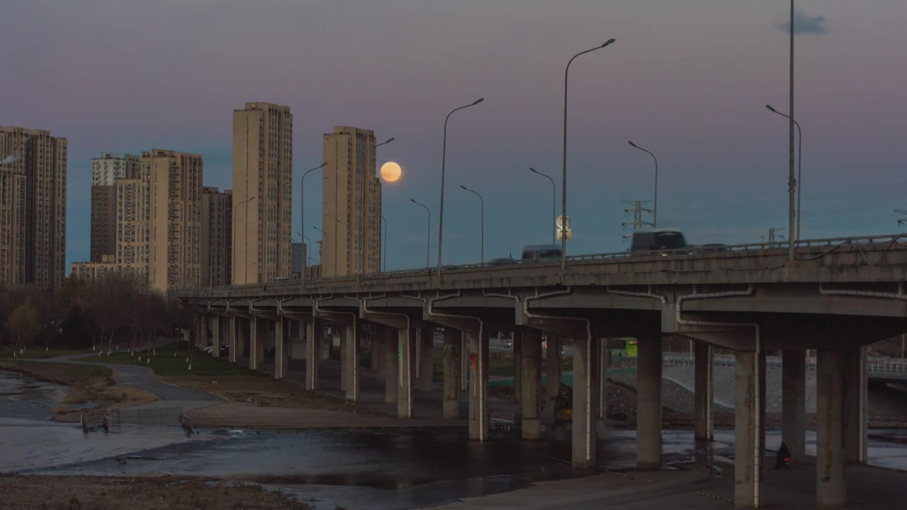 北京丰台区永定河大桥满月升视频下载