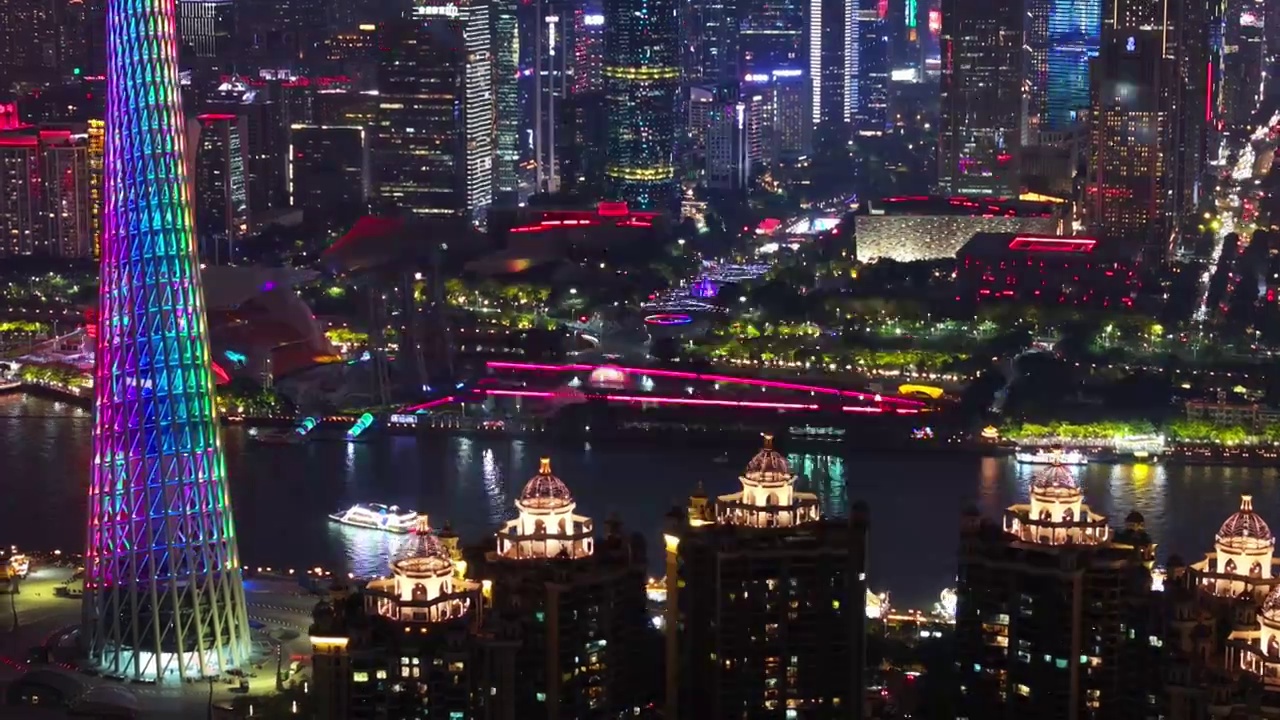 4K航拍广州第十二届国际灯光节视频素材