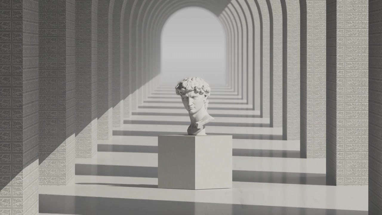 大卫雕塑意境空间艺术创意视频下载
